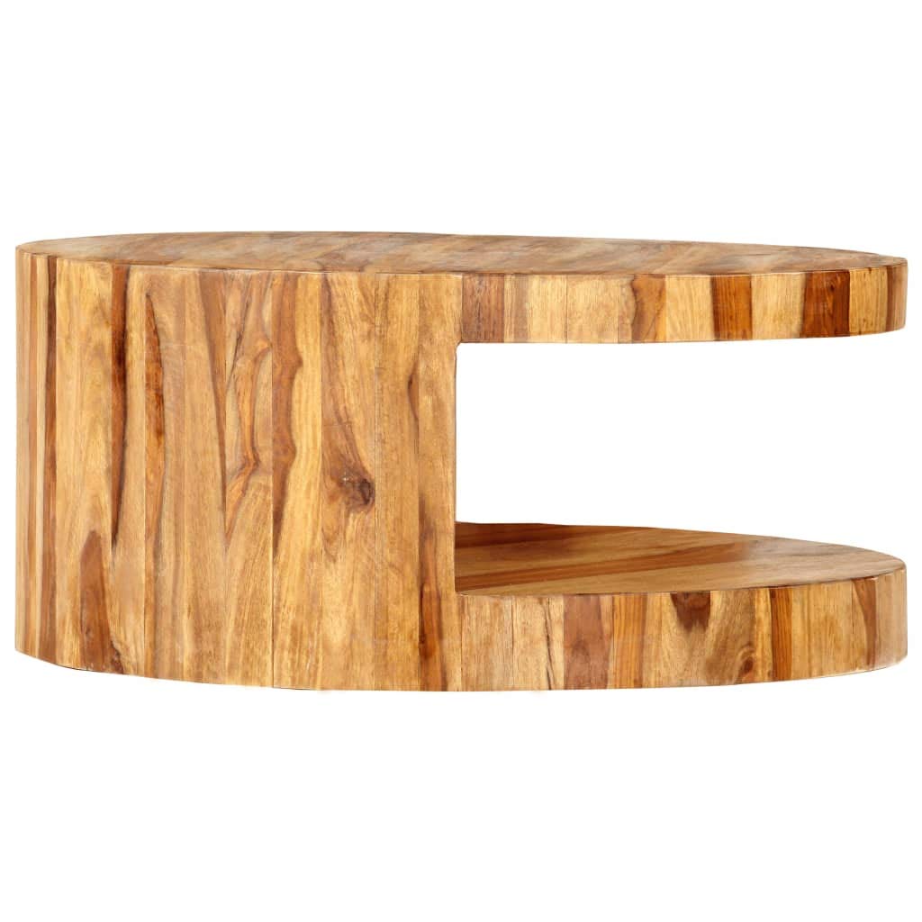 25.6"x11.8" Solid Sheesham Wood Round Coffee Table N340797