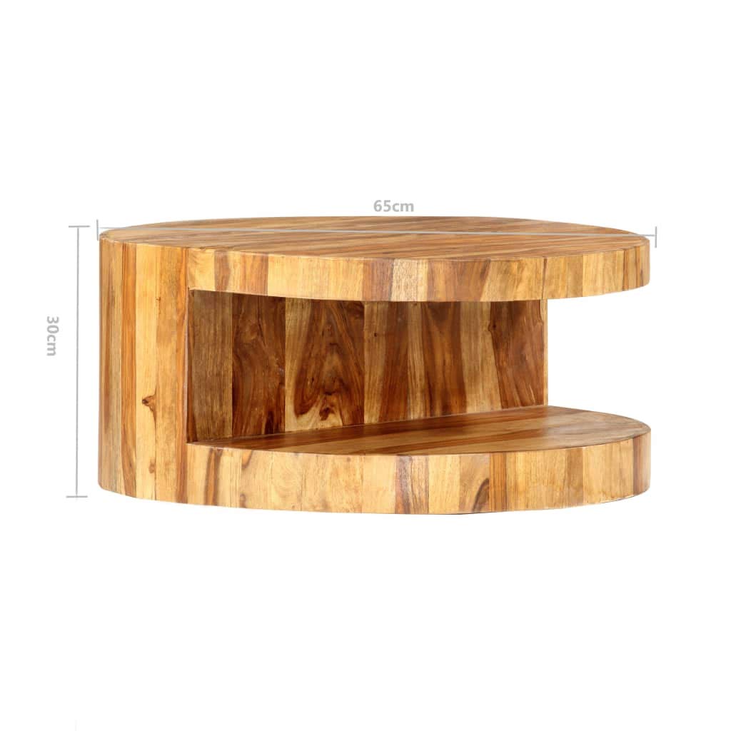 25.6"x11.8" Solid Sheesham Wood Round Coffee Table N340797