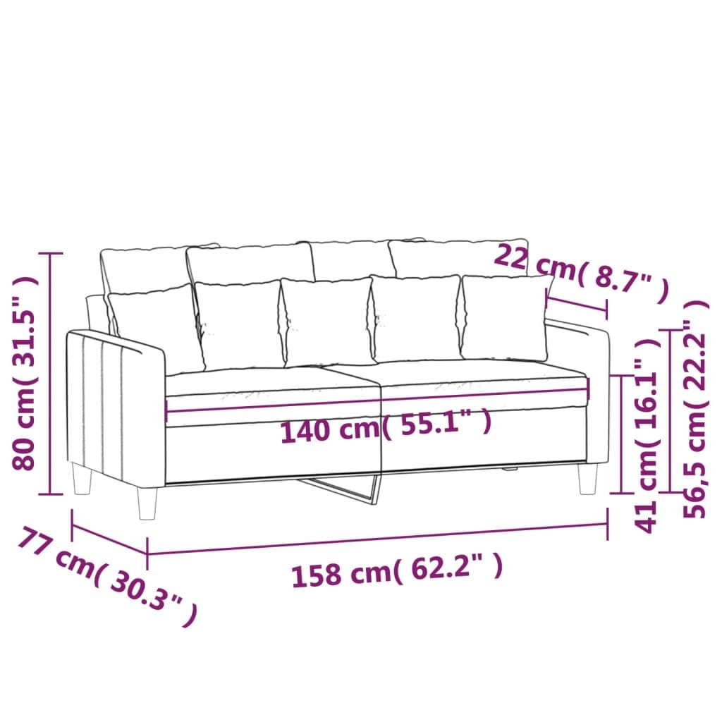 Light Grey Velvet 2-Seater Sofa with Metal Frame R105