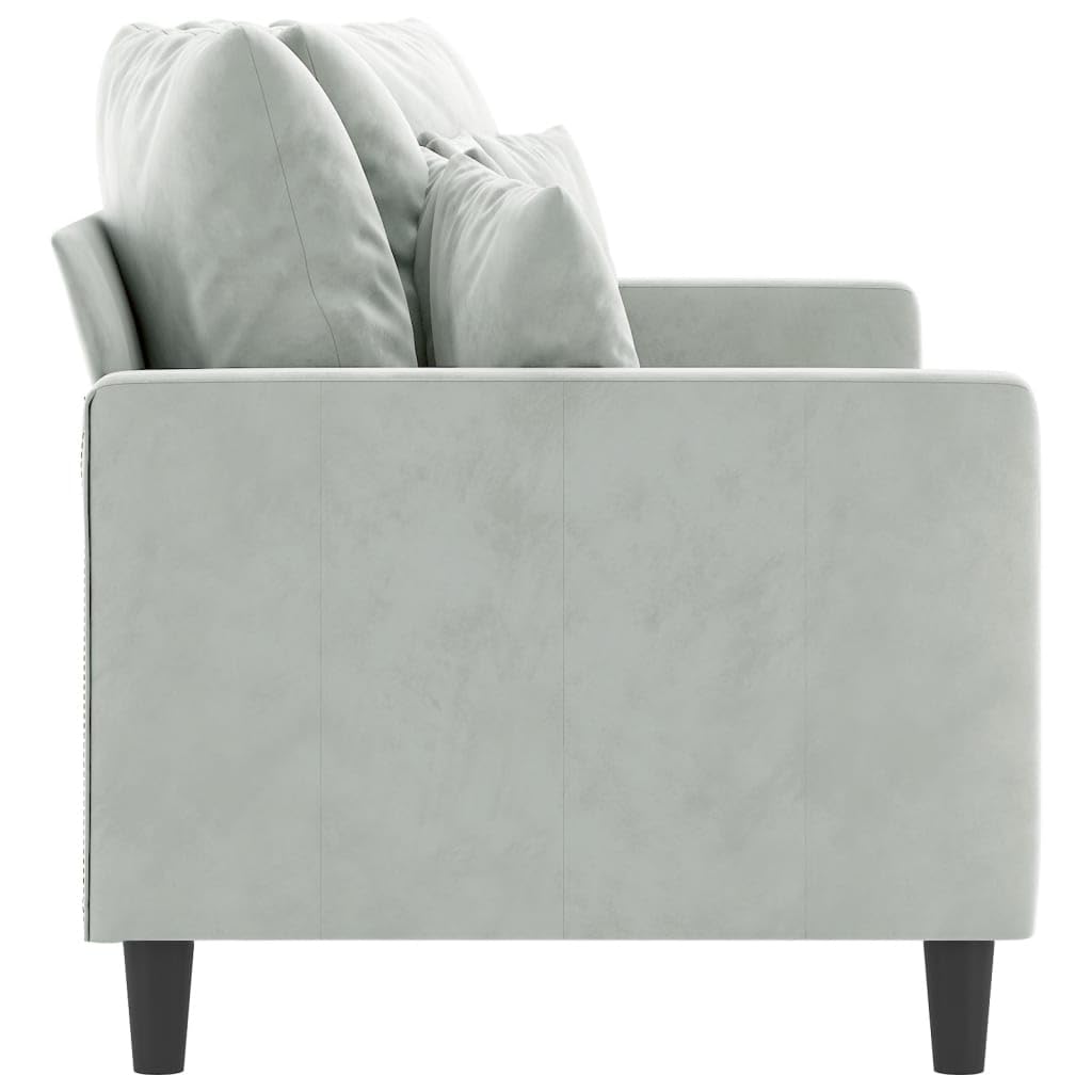 Light Grey Velvet 2-Seater Sofa with Metal Frame R105