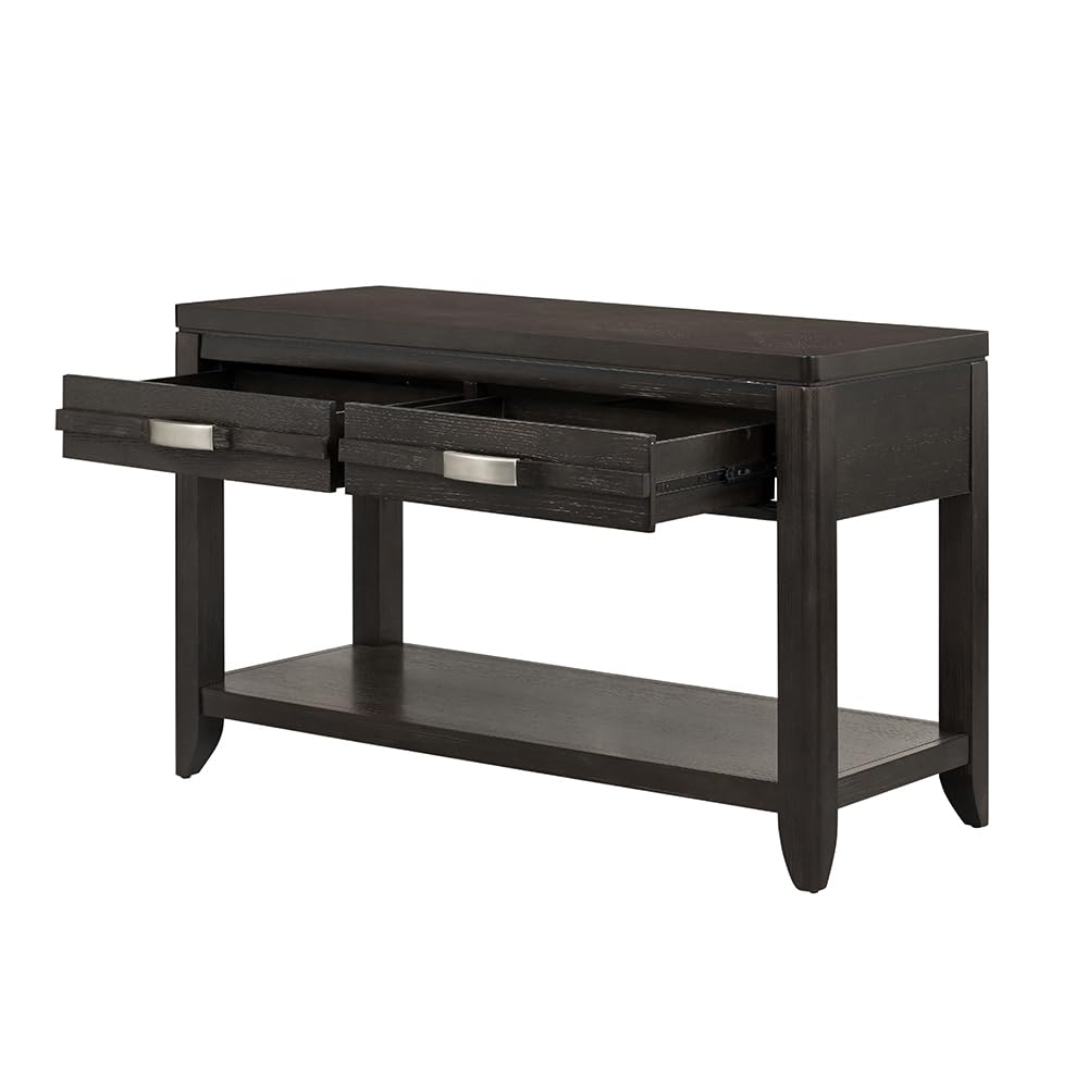Two-Drawer Console Table with Metal Detailing and Oak Veneer O4130