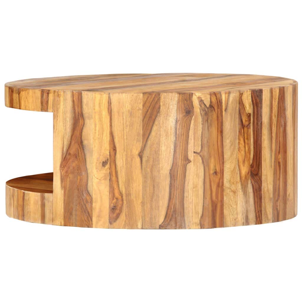 25.6"x11.8" Solid Sheesham Wood Round Coffee Table N340797
