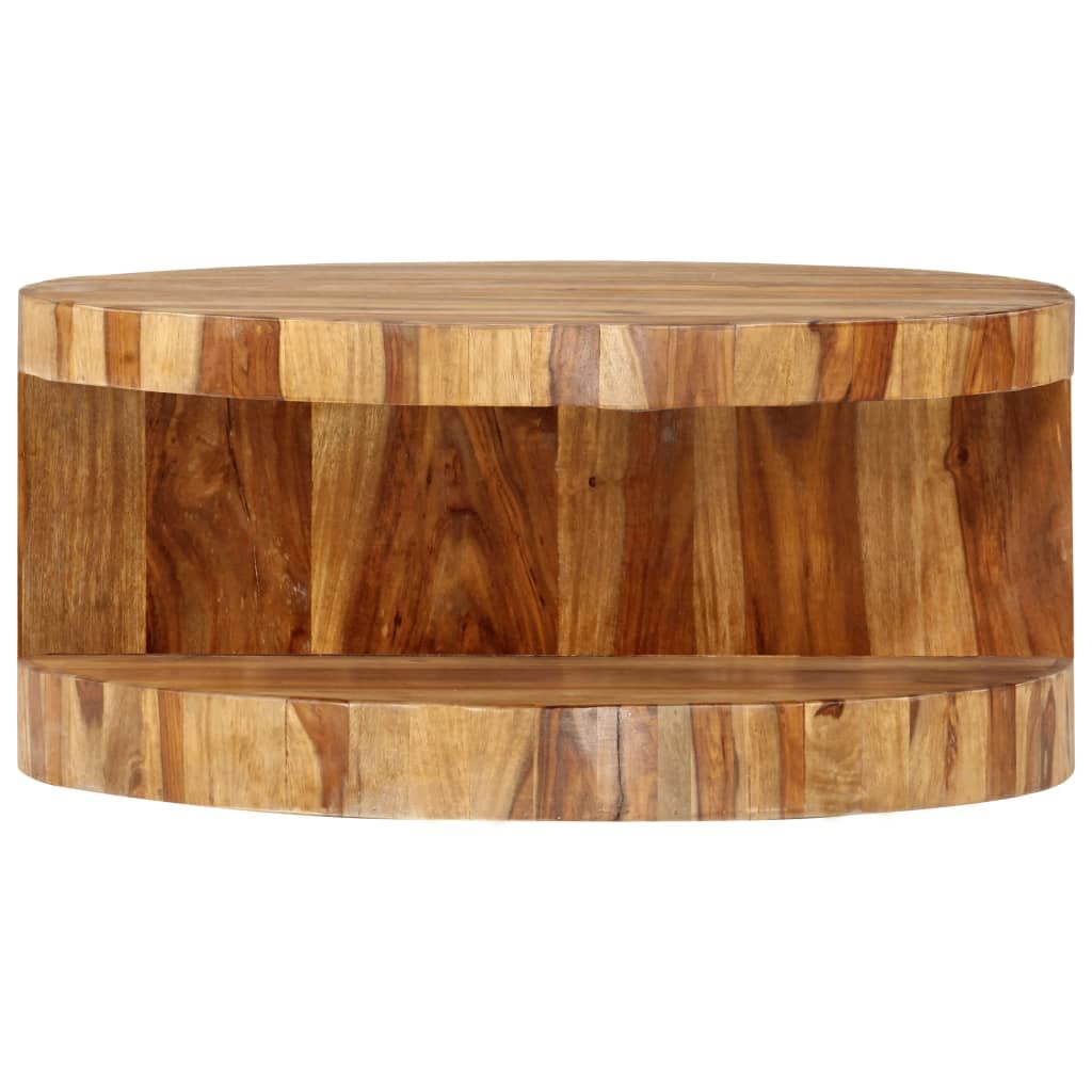 25.6"x11.8" Solid Sheesham Wood Round Coffee Table N340797