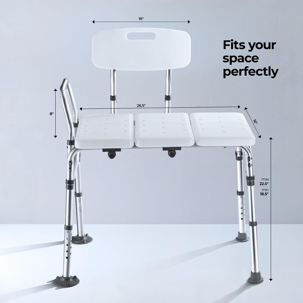 Adjustable Height White Plastic Transfer Bench T736
