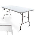 6FT Folding Picnic Table with Tablecloth H40426