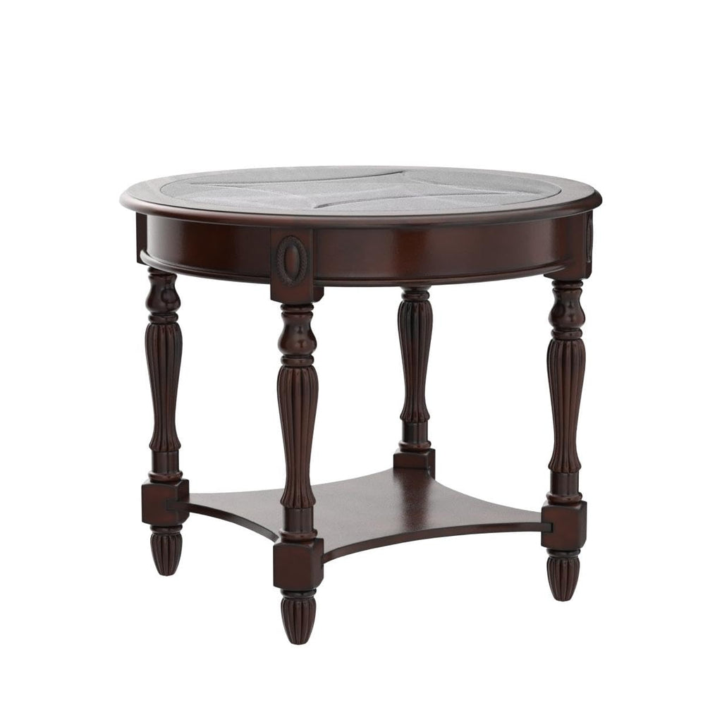 Wood Oval End Table with Glass Top G21186