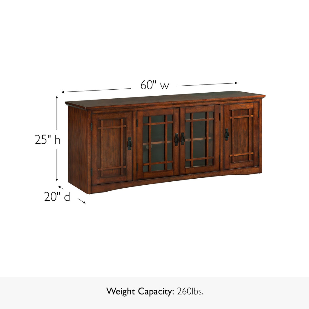 Solid Wood Mission Oak Four Door TV Stand Z34366