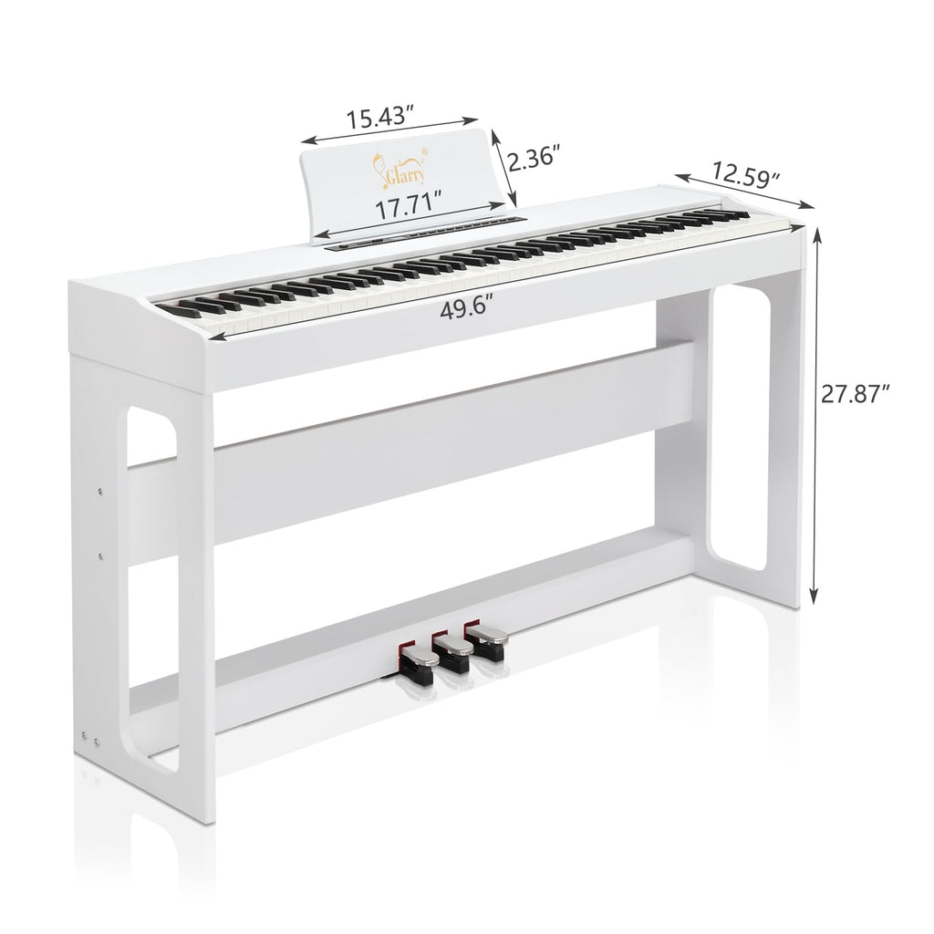 88-Key Digital Piano Full Weighted Hammer Action Triple Pedals White M236