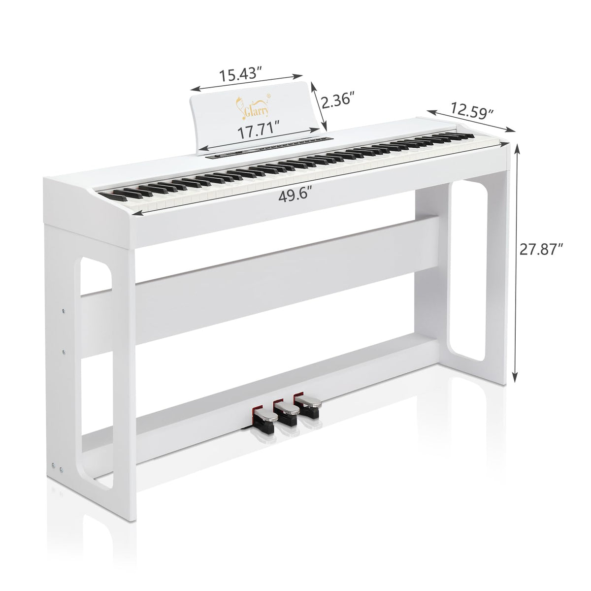 88-Key Digital Piano Full Weighted Hammer Action Triple Pedals White M236