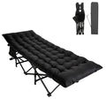 Camping Cot with Thick Mattress and Side Pocket, Black J78801