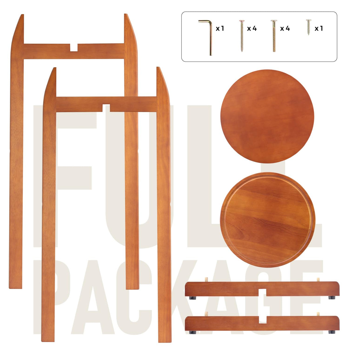 Solid Wood Water Dispenser Floor Stand with 2 Round Shelfs S343656