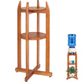 Solid Wood Water Dispenser Floor Stand with 2 Round Shelfs S343656