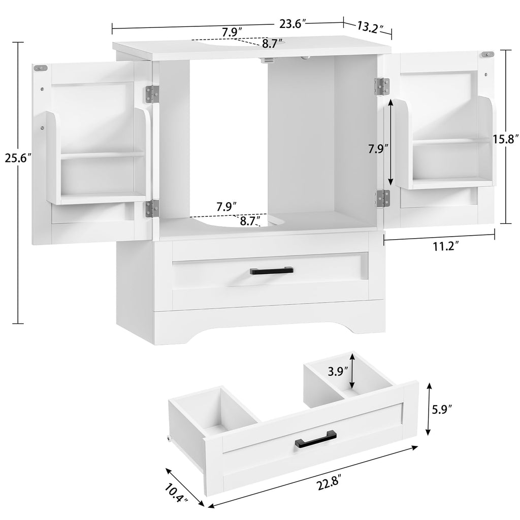 24" Pedestal Sink Storage Cabinet with 2 Doors & 1 Drawer Q714