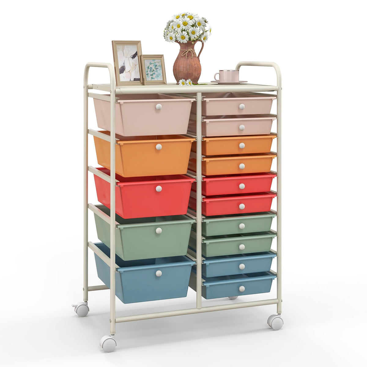 15 Drawer Rolling Storage Cart with Wheels O498186