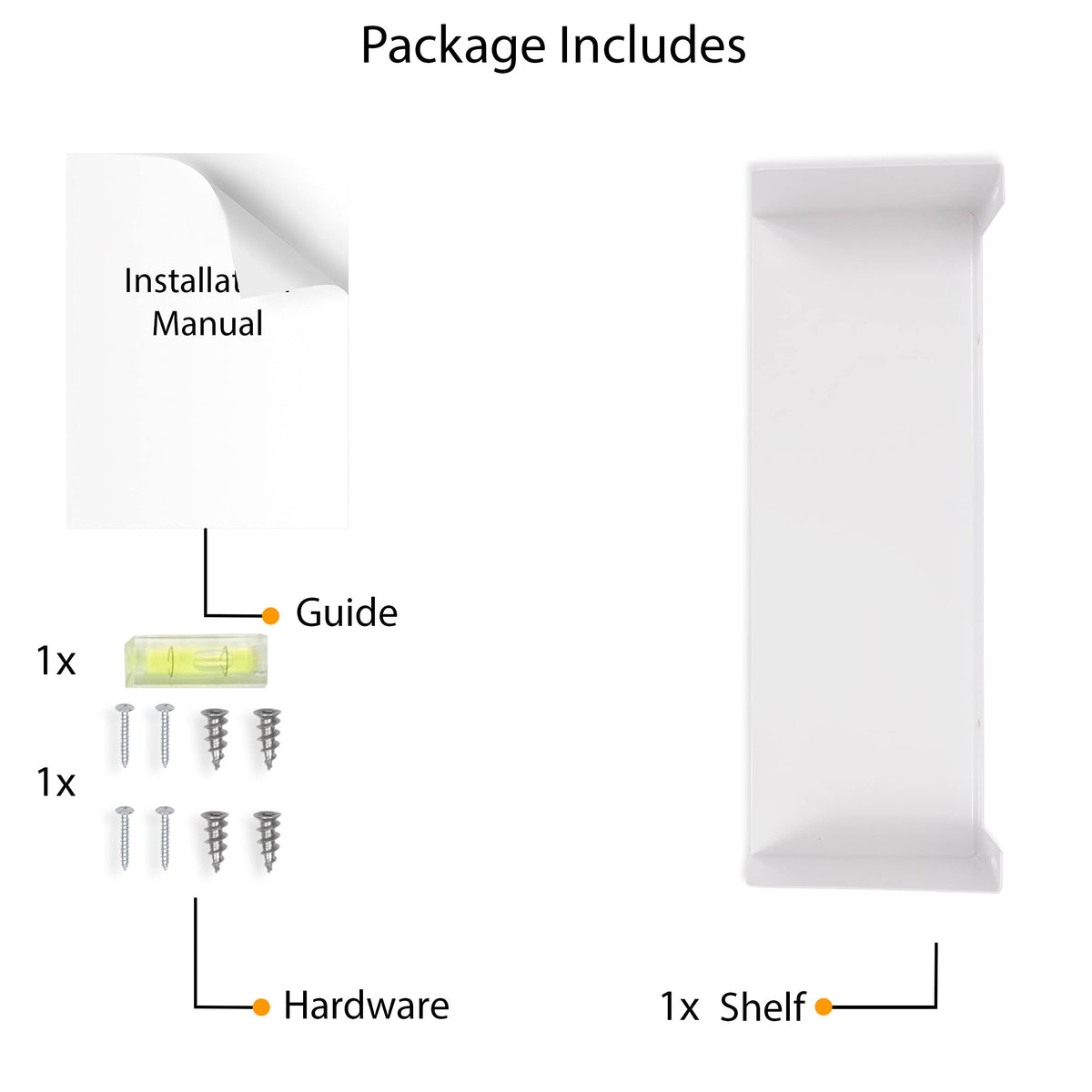 White Metal U Shape Wall Mountable Bookshelf A1445