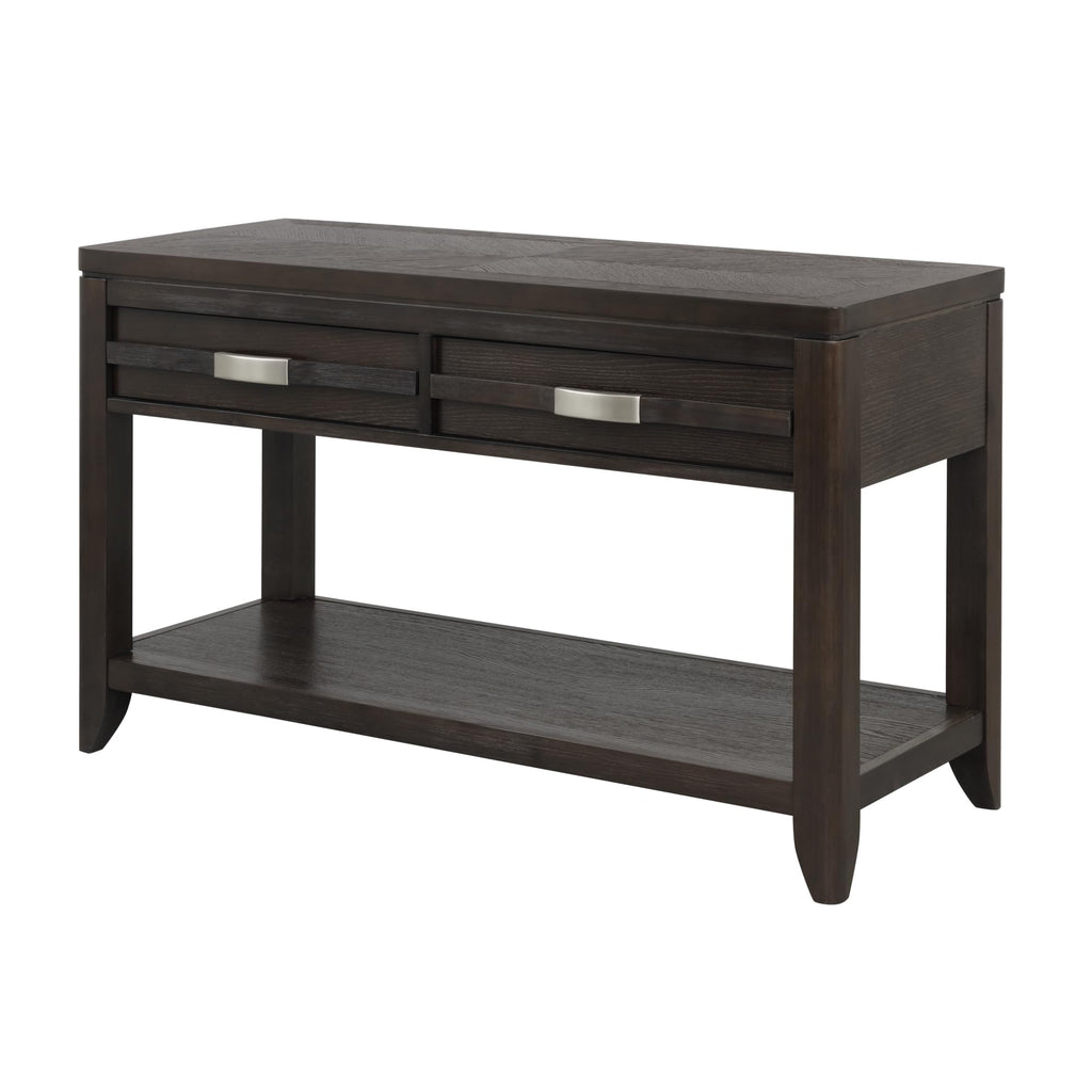 Two-Drawer Console Table with Metal Detailing and Oak Veneer O4130