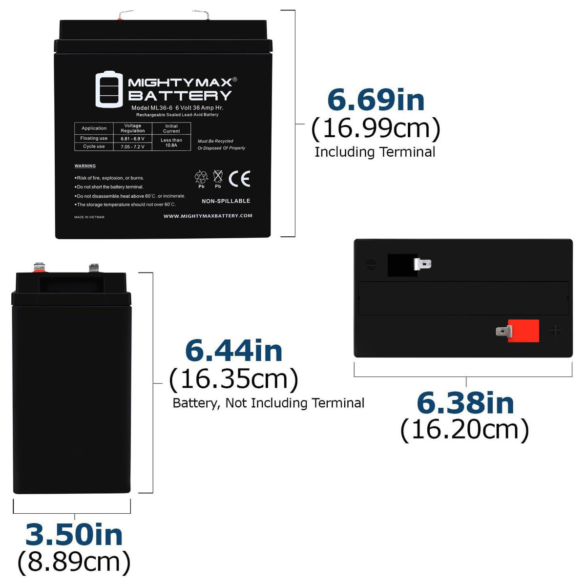 6V 36Ah AGM F2 Terminal Battery 4 Pack S5500