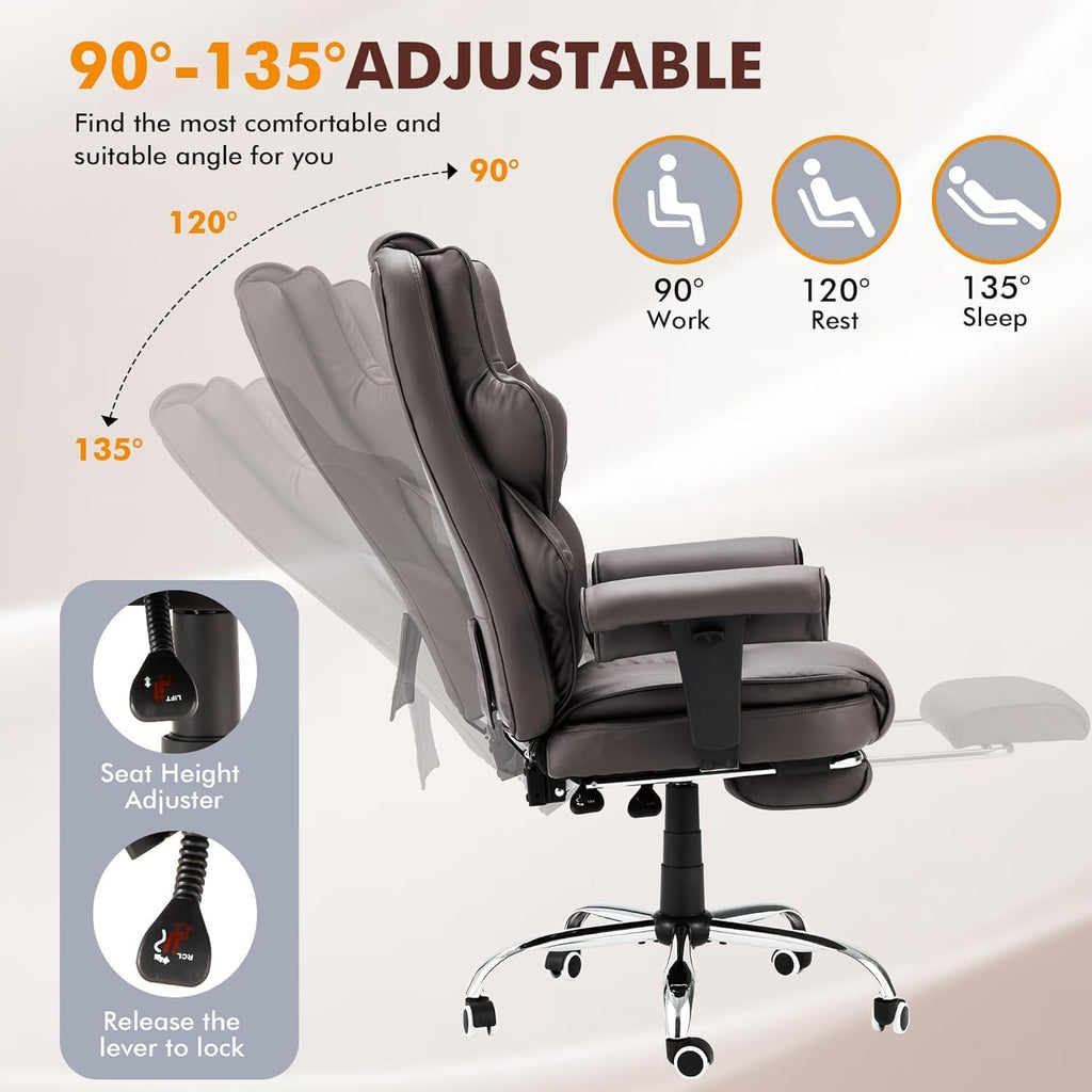 Brown Heated Massage Office Chair with Foot Rest B12071