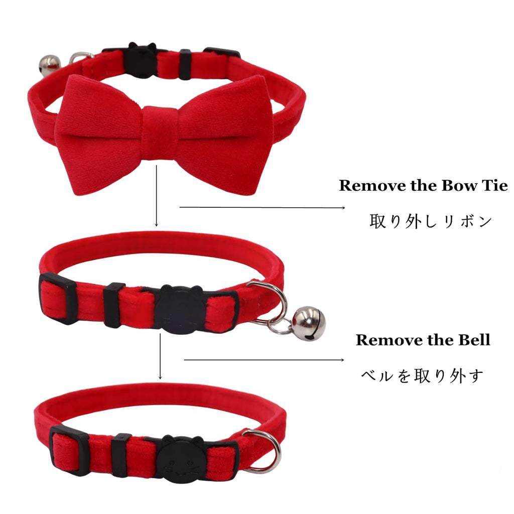 Velvet Breakaway Cat Collar with Bell and Bow Tie Z655260