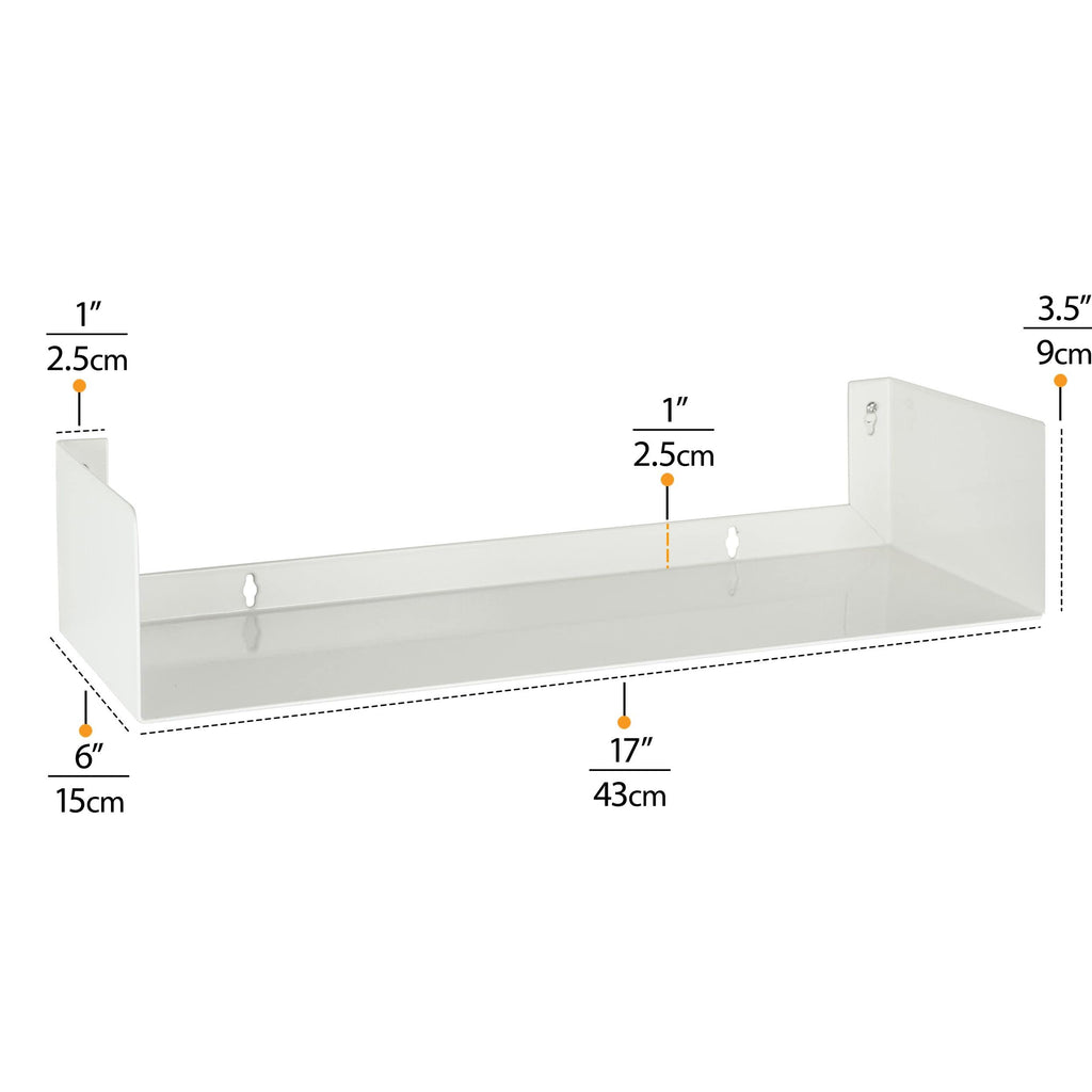 White Metal U Shape Wall Mountable Bookshelf A1445