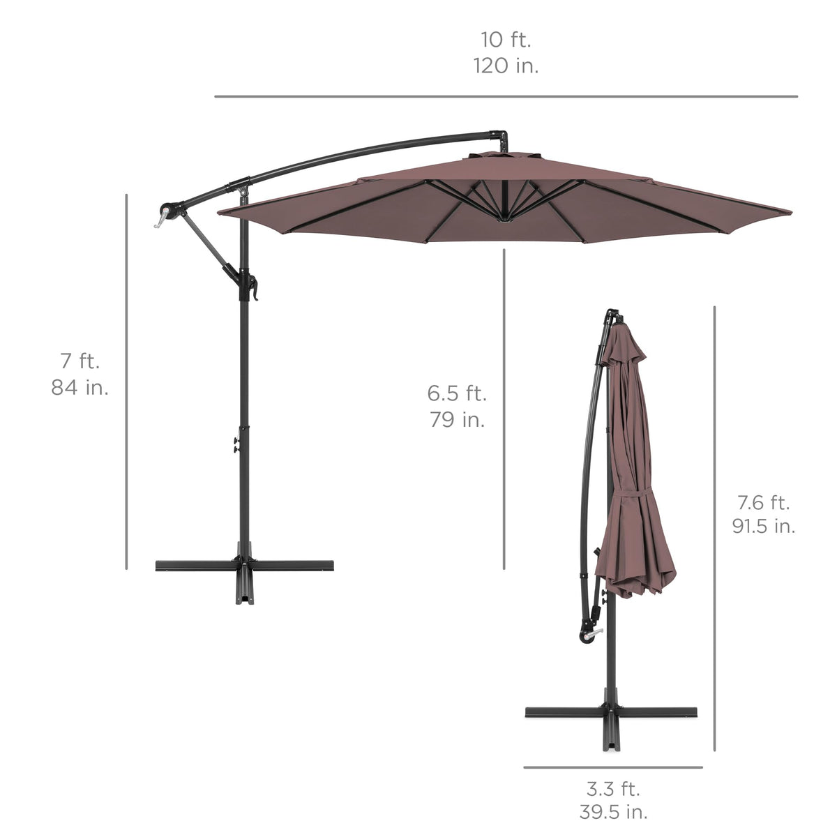 10ft Offset Hanging Patio Umbrella with Easy Tilt Adjustment A885183