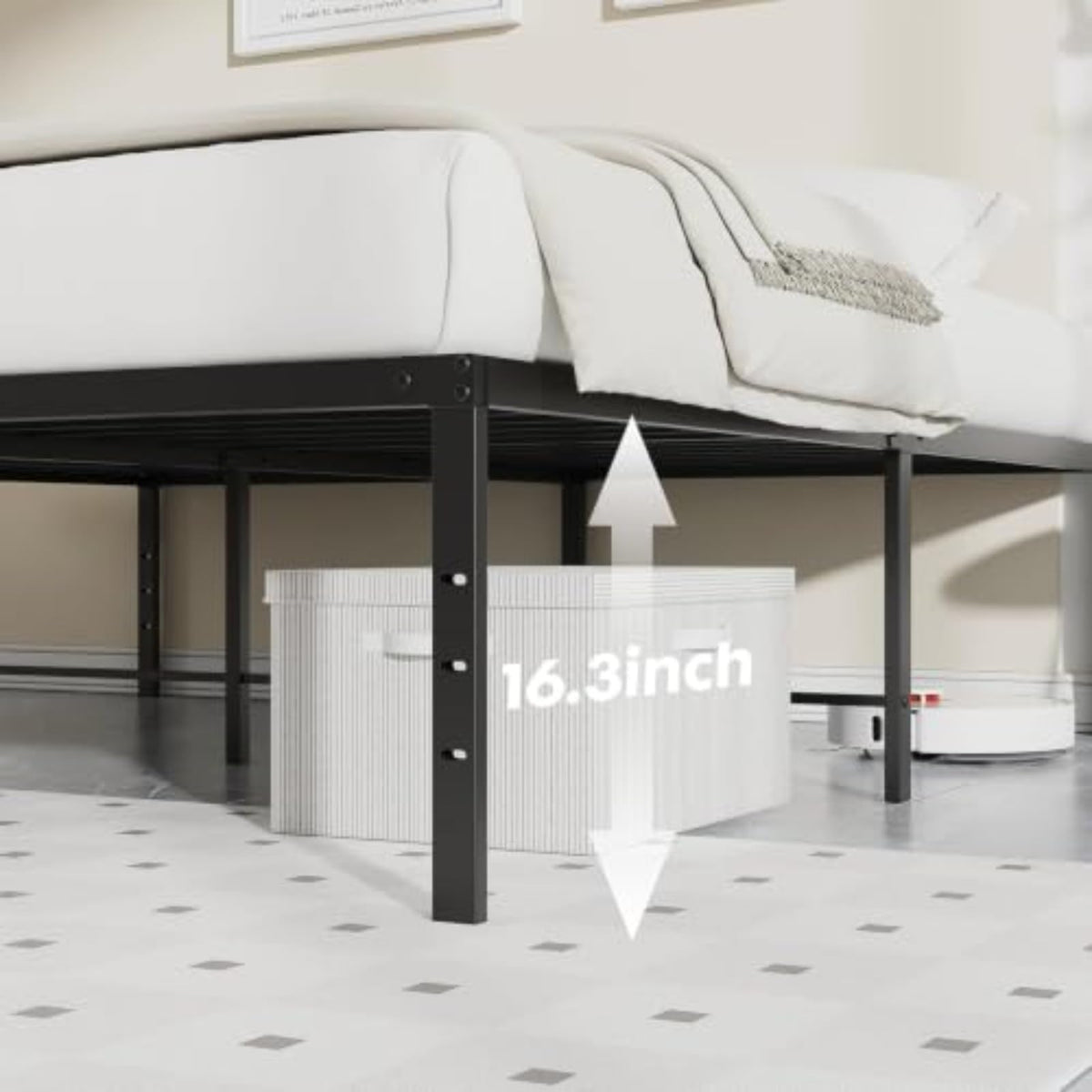 Queen 18 Inch Metal Platform Bed Frame O954162