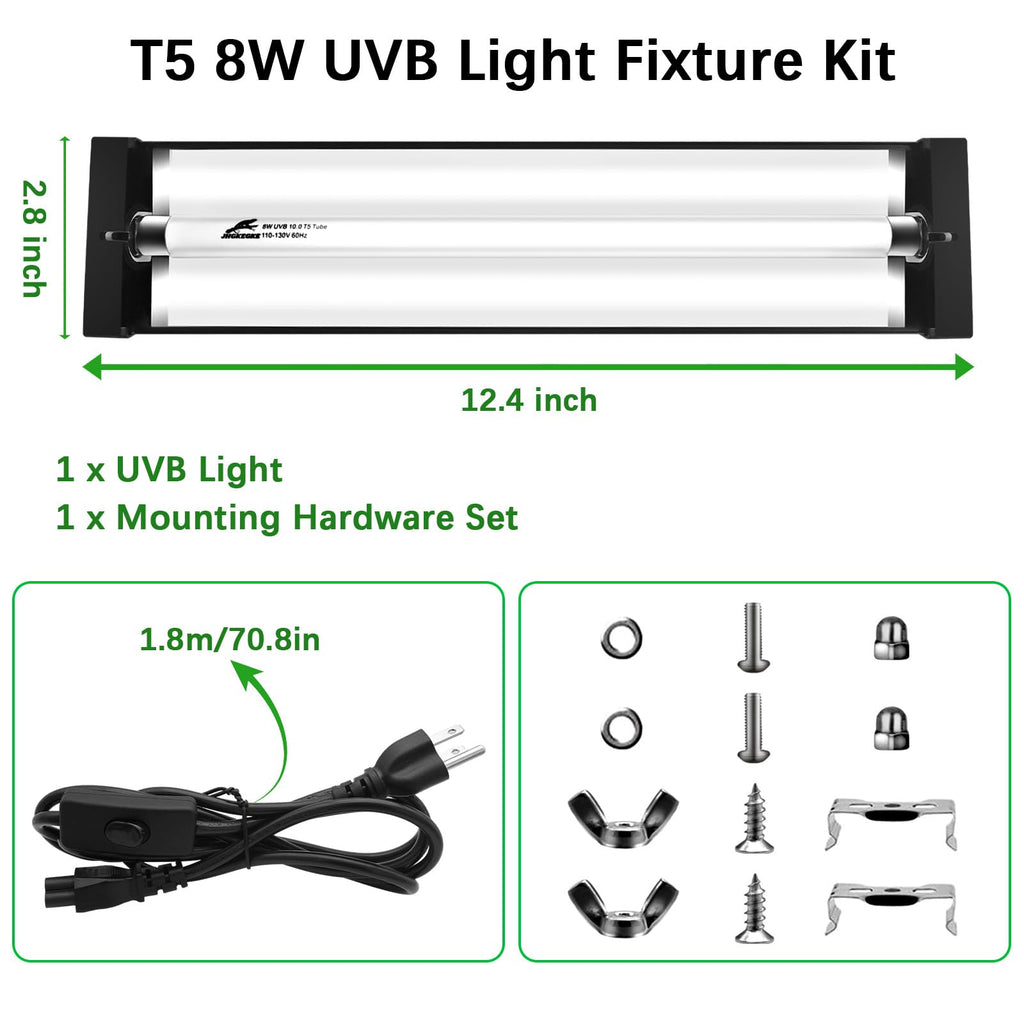 8W UVA UVB Reptile Light Fixture Combo Kit S29750