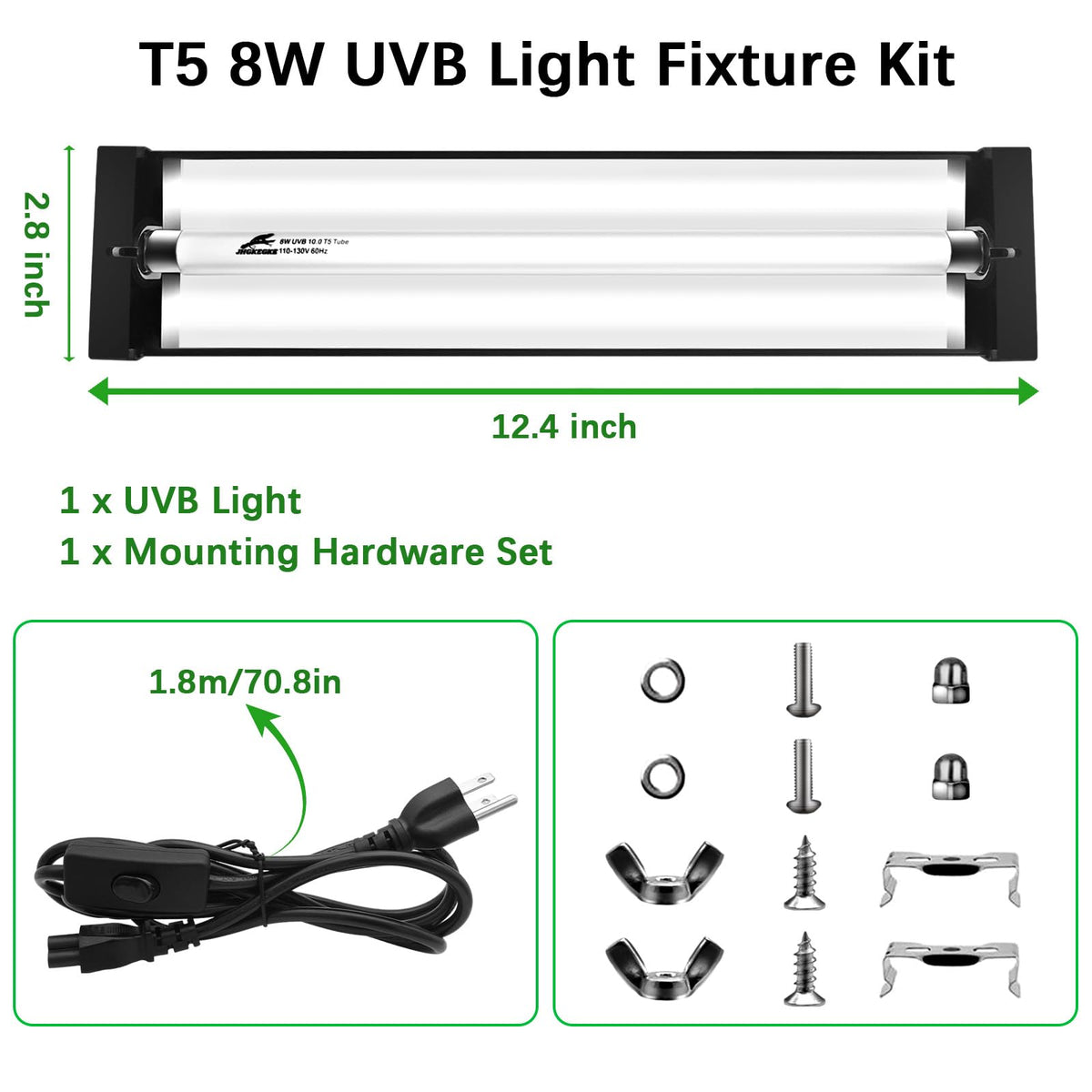 8W UVA UVB Reptile Light Fixture Combo Kit S29750