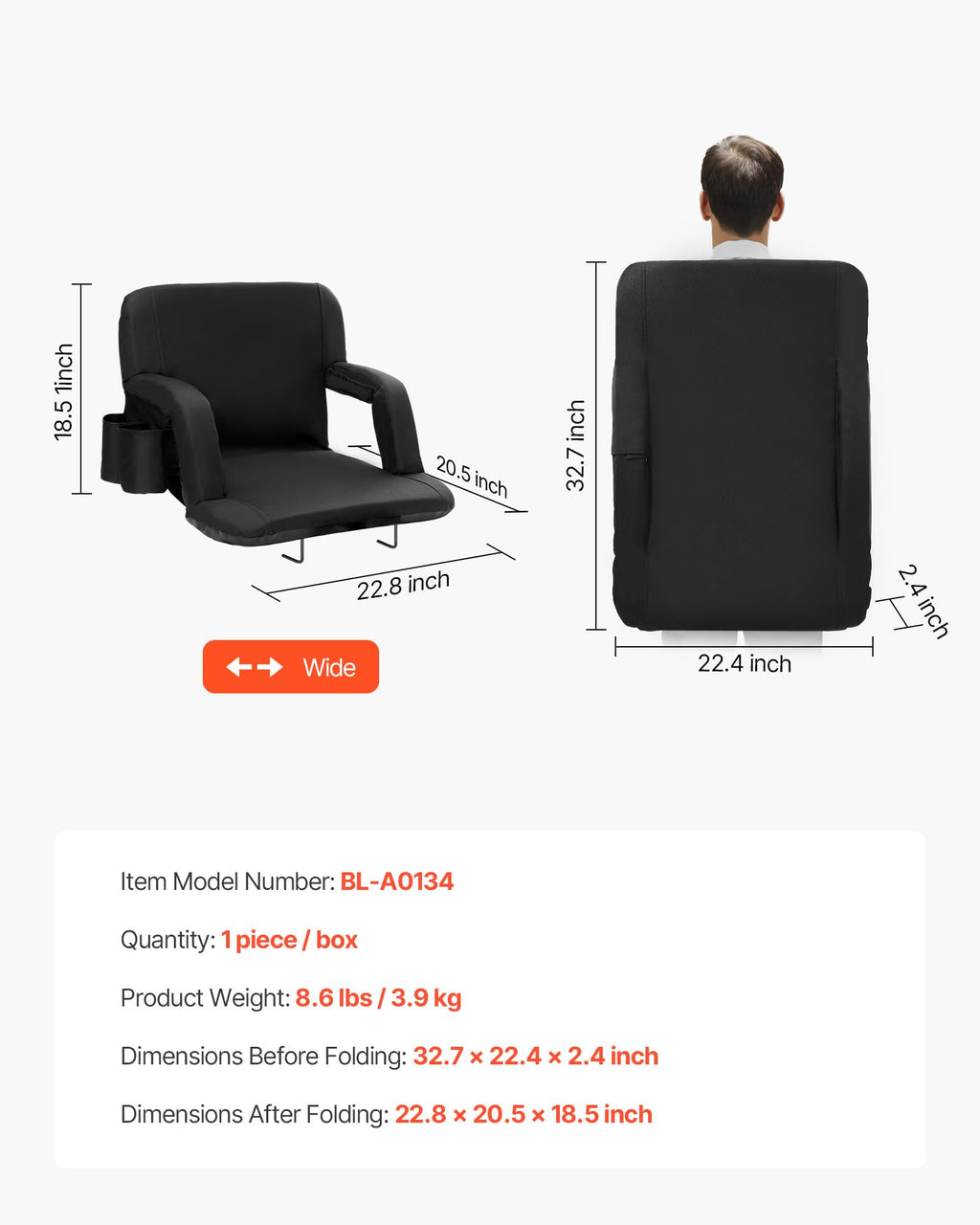 Folding Padded Stadium Seat with Cupholder F880
