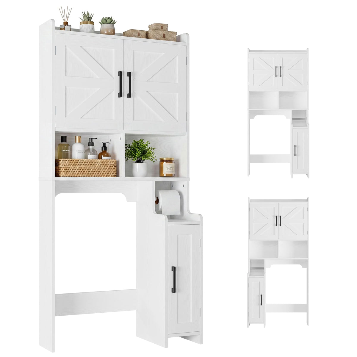 White Over The Toilet Storage Cabinet with Adjustable Shelves Z54754