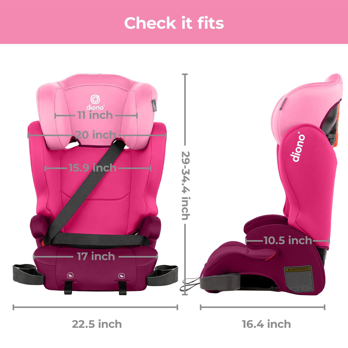 2-in-1 Belt Positioning Booster Seat, Pink N2995