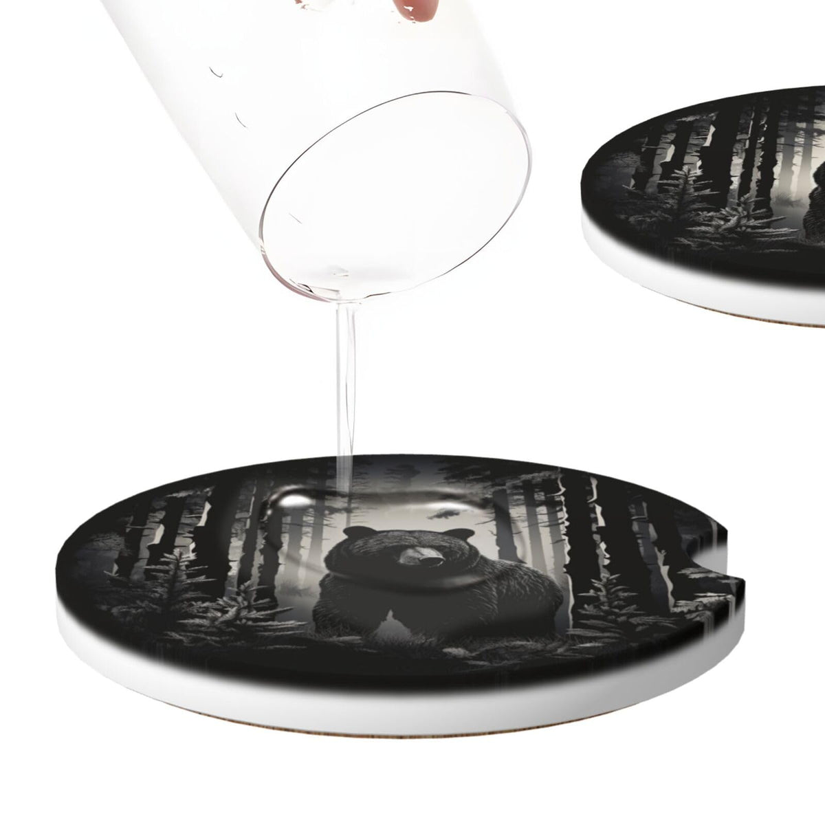 Black Bear Ceramic Car Coasters Set of 2 L39282