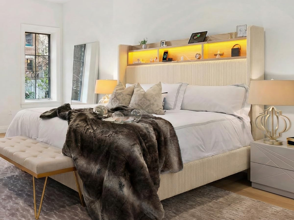 Queen Size Bed Frame with Tall Headboard N76024