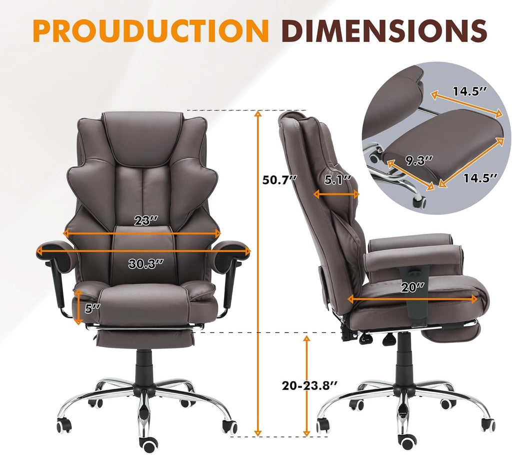 Brown Heated Massage Office Chair with Foot Rest B12071
