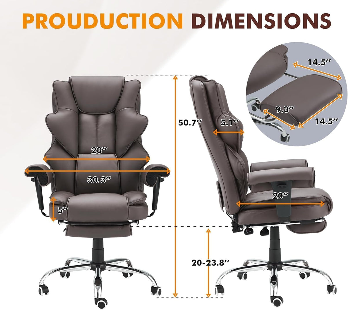 Brown Heated Massage Office Chair with Foot Rest B12071