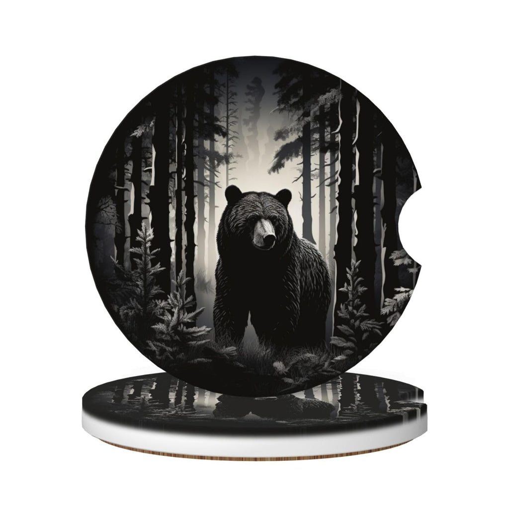 Black Bear Ceramic Car Coasters Set of 2 L39282