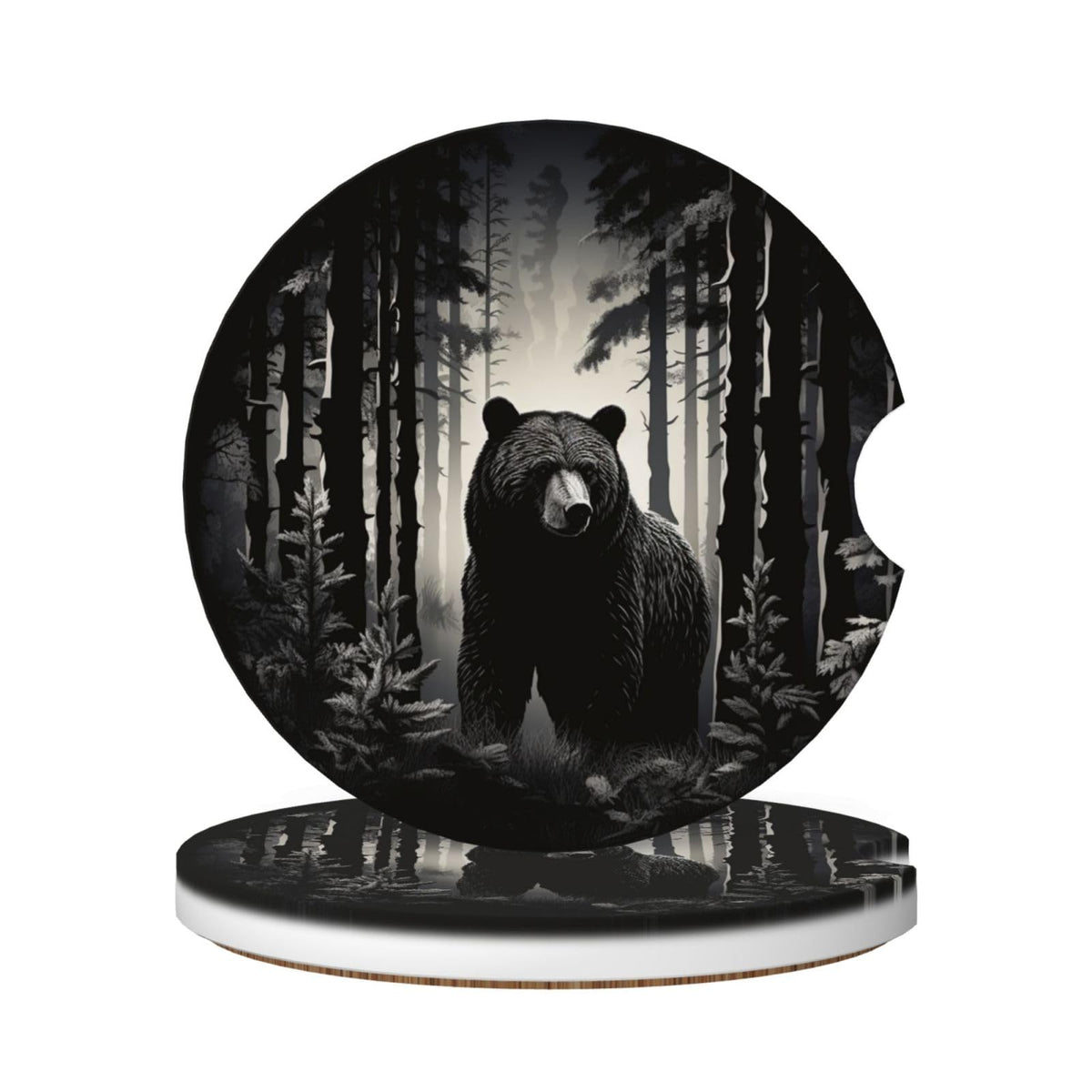 Black Bear Ceramic Car Coasters Set of 2 L39282