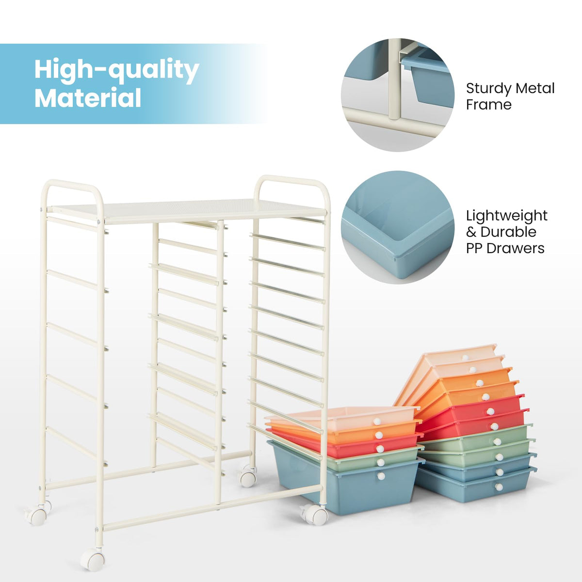 15 Drawer Rolling Storage Cart with Wheels O498186