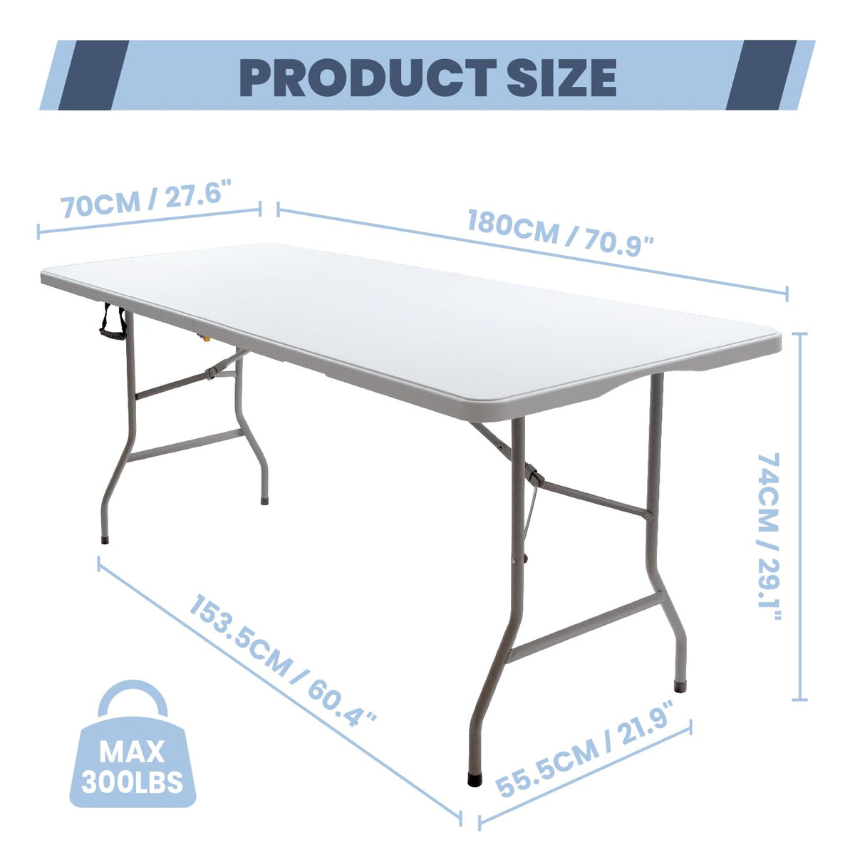 6FT Folding Picnic Table with Tablecloth H40426