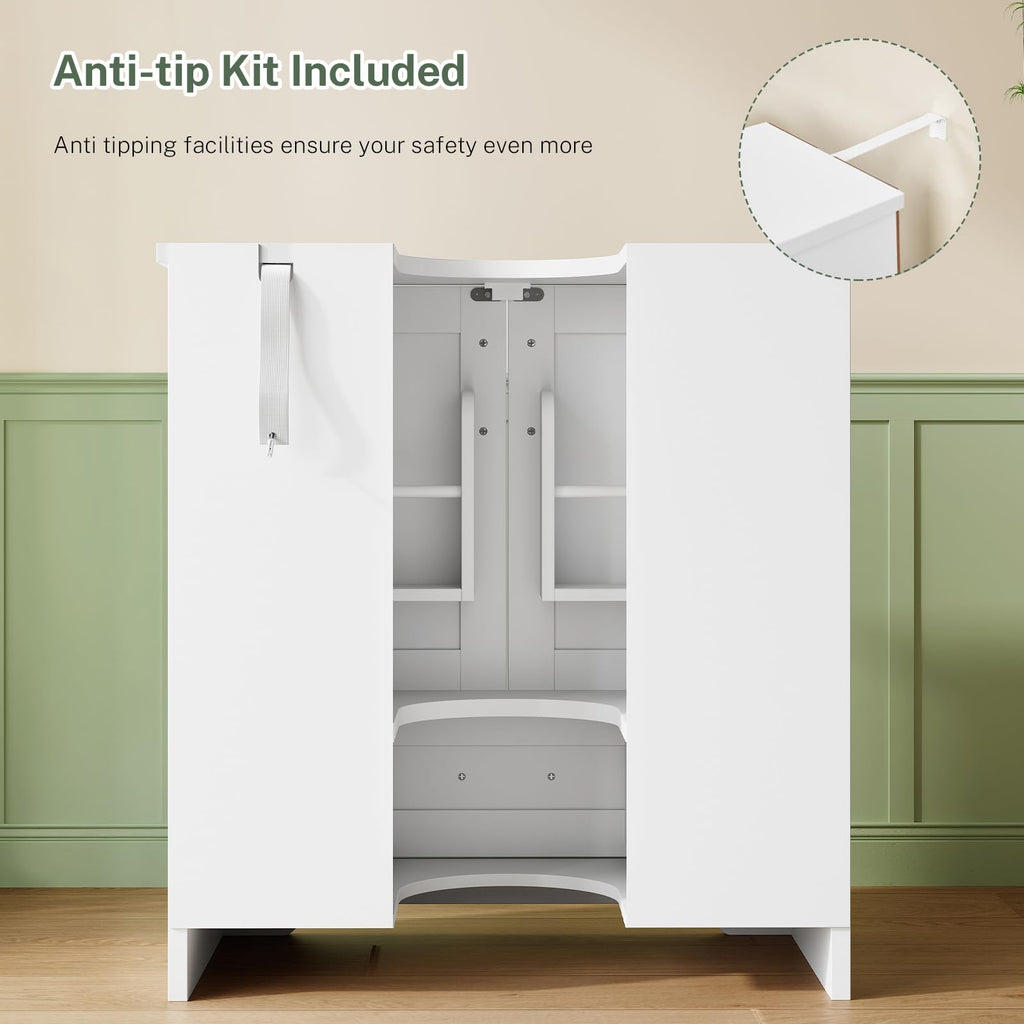 24" Pedestal Sink Storage Cabinet with 2 Doors & 1 Drawer Q714