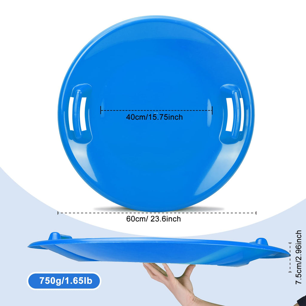 23.6 Inch Round Plastic Snow Saucer Sled with Handles N907