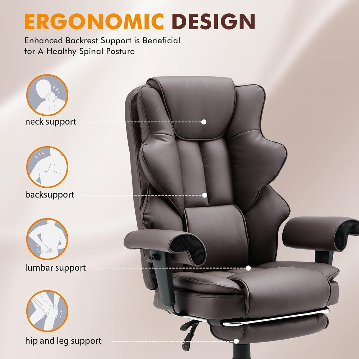 Brown Heated Massage Office Chair with Foot Rest B12071