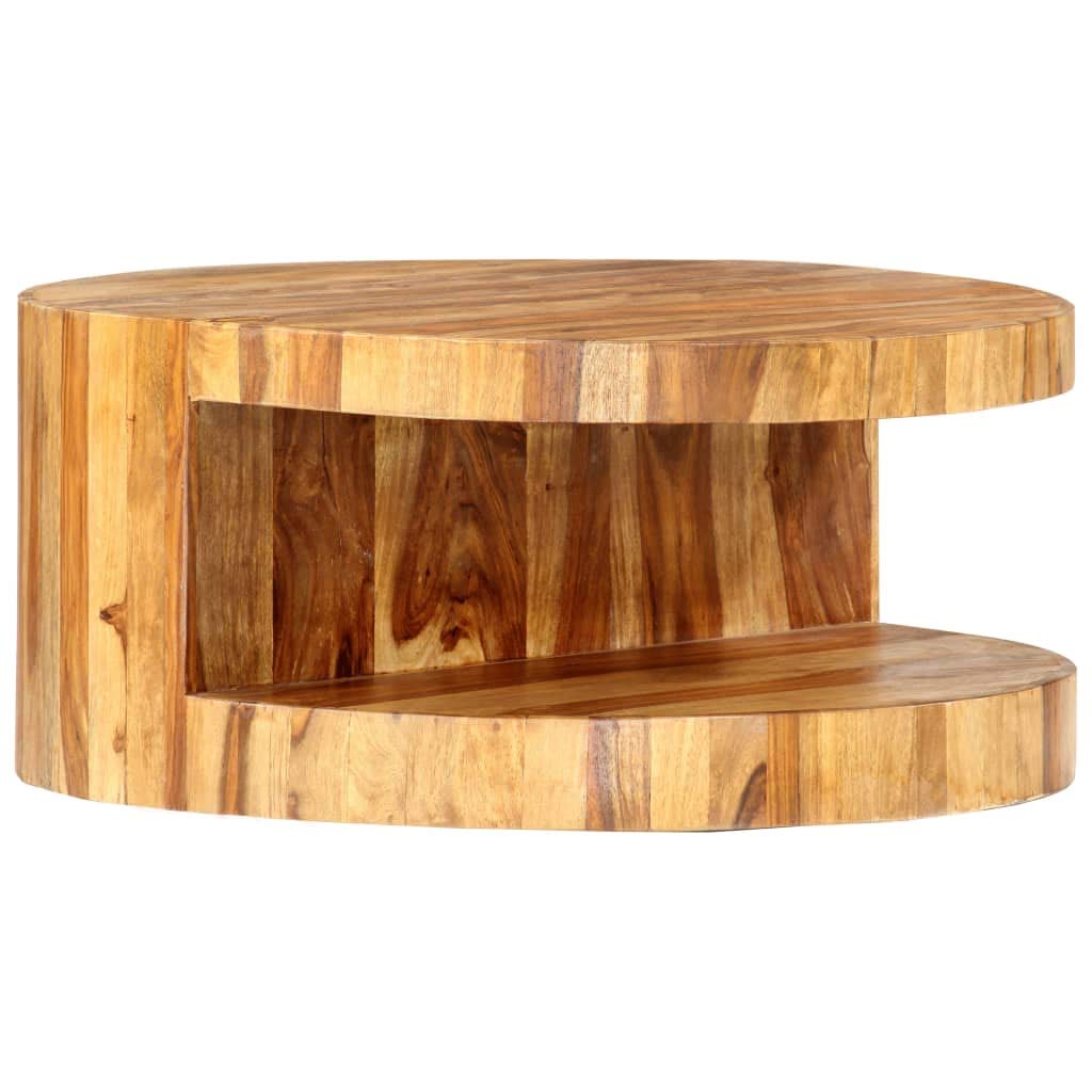 25.6"x11.8" Solid Sheesham Wood Round Coffee Table N340797