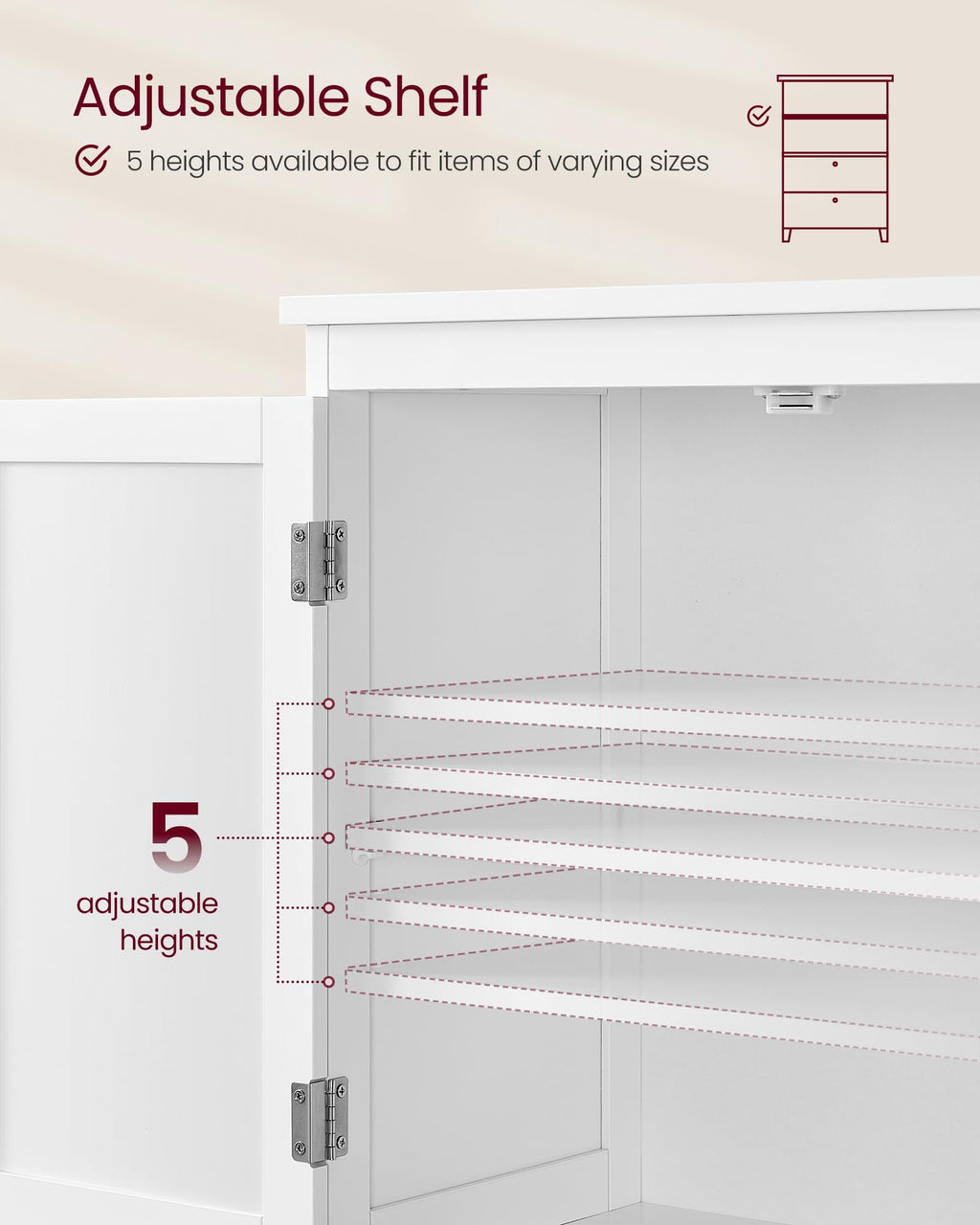 Cloud White Bathroom Floor Cabinet with 2 Doors, 2 Drawers P123987