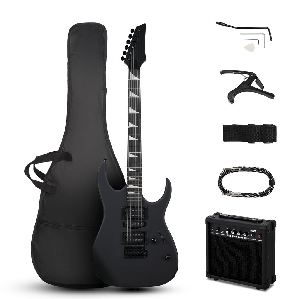 39" Matte Black Electric Guitar with 20Watt Amp D14473