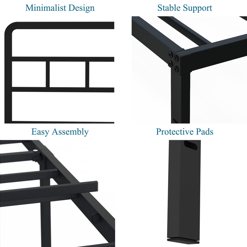 18 Inch Metal Queen Bed Frame with Headboard F96767