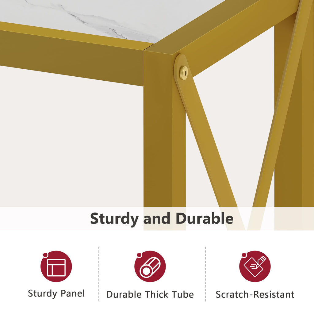 41.8" 2 Tier Gold Console Table with Shelves Z946