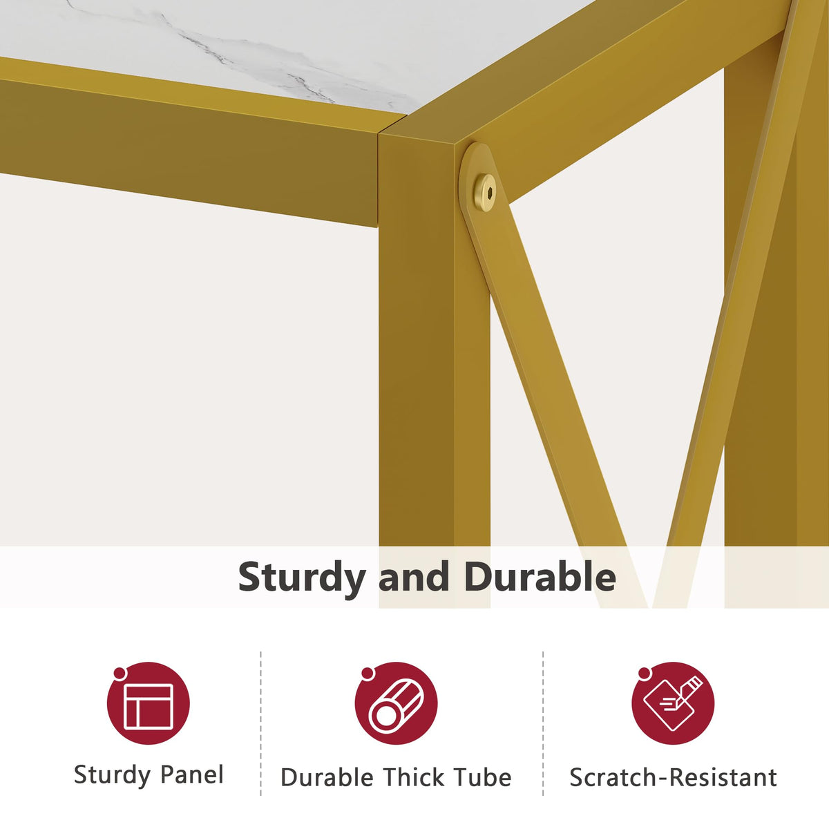 41.8" 2 Tier Gold Console Table with Shelves Z946