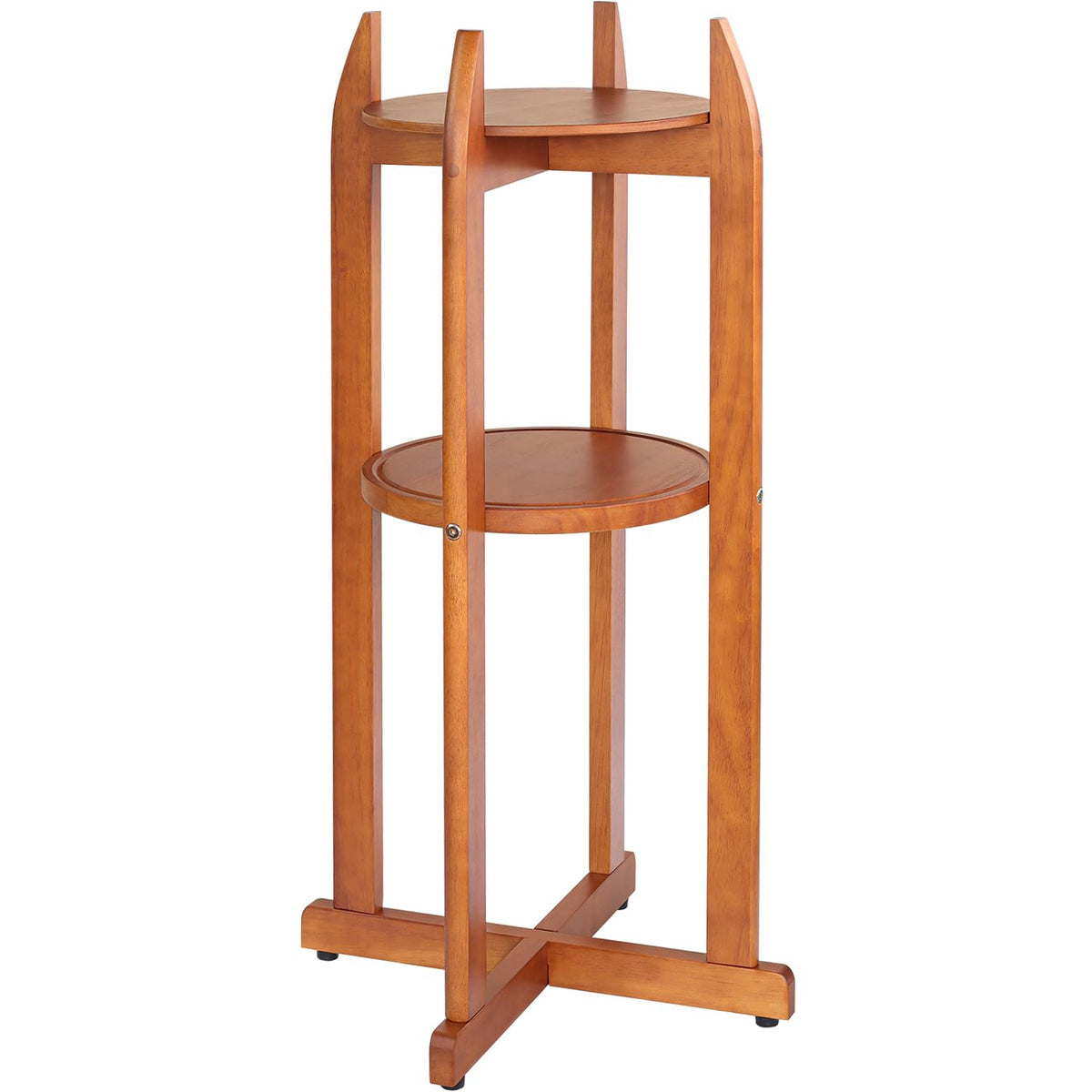 Solid Wood Water Dispenser Floor Stand with 2 Round Shelfs S343656