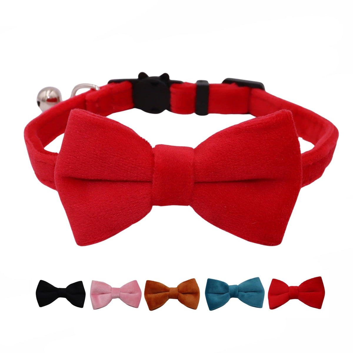 Velvet Breakaway Cat Collar with Bell and Bow Tie Z655260